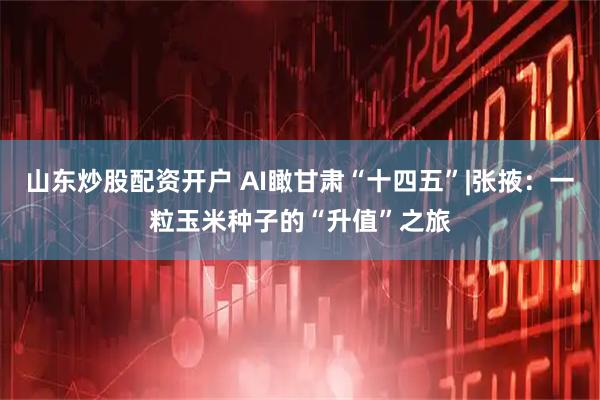 山东炒股配资开户 AI瞰甘肃“十四五”|张掖：一粒玉米种子的“升值”之旅