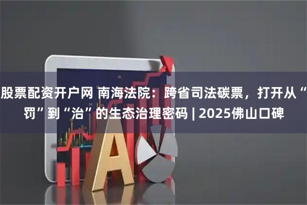 股票配资开户网 南海法院：跨省司法碳票，打开从“罚”到“治”的生态治理密码 | 2025佛山口碑